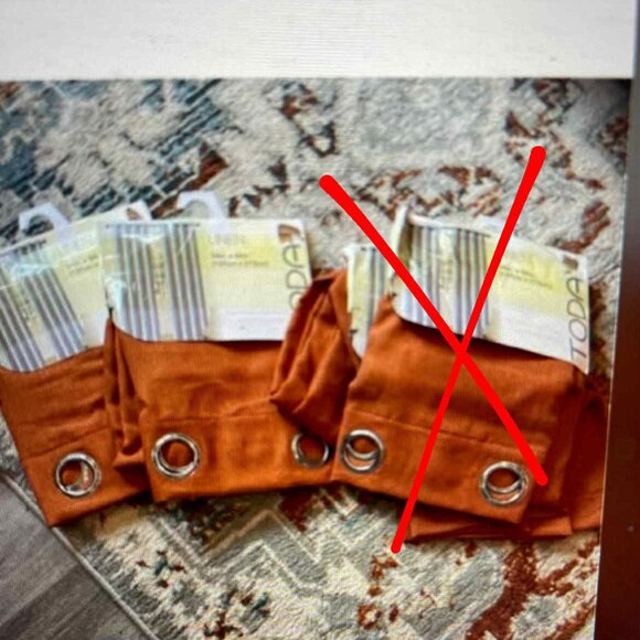 NWT Burnt orange linen-like curtains- set of 2 - Picture 1 of 3